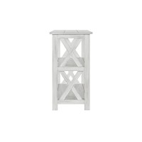 Benjara 2 Shelf Wooden Entryway Table With X Shaped Accent, White