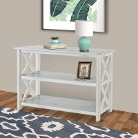 Benjara 2 Shelf Wooden Entryway Table With X Shaped Accent, White