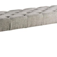 Benjara 48 Inches Bench With Tufted Seat And Chamfered Legs, Gray