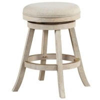 Benjara Accent Wooden Swivel Counter Stool With Round Fabric Seat, Gray