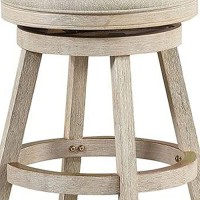 Benjara Accent Wooden Swivel Counter Stool With Round Fabric Seat, Gray