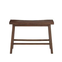 Benjara Saddle Design Wooden Bench With Grain Details, Brown