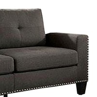 Benjara Fabric Upholstered Sofa With Track Arms And Nailhead Trim, Gray