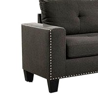 Benjara Fabric Upholstered Sofa With Track Arms And Nailhead Trim, Gray