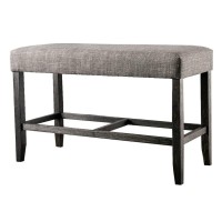 Benjara 41 Inches Counter Height Bench With Padded Seating, Gray