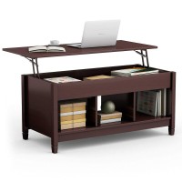 Dortala Lift Top Coffee Table, Wood Cocktail Table Whidden Compartment & Lower Storage Shelves, Wood Laptop Table, Lift Tabletop Home Furniture For Living Room, Guest Room, Office, Espresso
