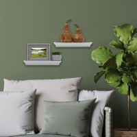 Melannco Arlington Floating Wall Shelves For Bedroom, Living Room, Nursery, Set Of 2,14-Inch, White