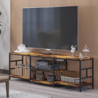 Amosic Tv Stand Media Entertainment Center With Power Outlet Tv Stand For Tv Up To 65 Inch Tv Table Entertainment Center 3-Tier Tv Console For Living Room Entertainment Room Rustic Brown