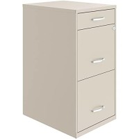 Hirsh Industries Space Solutions 18 Inch 3 Drawer Metal File Cabinet With Pencil Drawer Off White