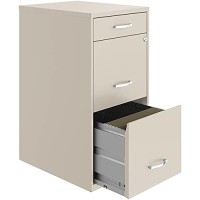 Hirsh Industries Space Solutions 18 Inch 3 Drawer Metal File Cabinet With Pencil Drawer Off White