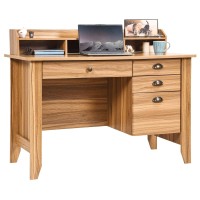Catrimown Computer Desk With Drawers And Hutch, Farmhouse Home Office Desk Writing Table Wood Executive Desk Student Desk With File Drawer For Small Space, Bedroom, Rustic Oak