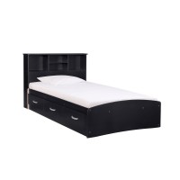 Better Home Products California Wooden Twin Captains Bed In Black