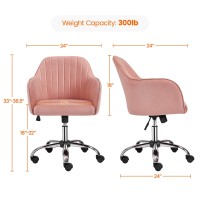 Yaheetech Velvet Office Desk Chair Height Adjustable Task Chairs Modern Office Chair Makeup Chair 360