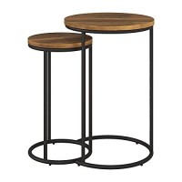 Corliving Fort Worth Brown Engineered Wood Grain Finish Nesting Side Table