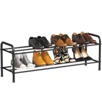 Fanhao 2-Tier Shoe Rack, 100% Stainless Steel Shoe Storage Organizer, Stackable 8-Pair Storage Shelf For Bedroom, Closet, Entryway, Dorm Room, 10.3 W X 31.5 D X13.2 H (Matte Black)