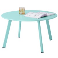 Meluvici Patio Coffee Table, Metal Steel Outdoor Round Table Weather Resistant Anti-Rust Outdoor Table, Green