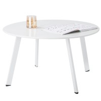 Meluvici Patio Coffee Table, Metal Steel Outdoor Round Table Weather Resistant Anti-Rust Outdoor Table, White