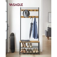 Vasagle Coat Rack, Hall Tree With Shoe Storage Bench, Entryway Bench With Shoe Storage, 3-In-1, Steel Frame, For Entryway, 12.6 X 27.6 X 69.8 Inches, Industrial, Rustic Walnut And Black Uhsr041B41