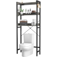 Ecoprsio Over-The-Toilet Storage Rack, 3-Tier Bathroom Organizer Shelf Over Toilet, Freestanding Space Saver Toilet Stands With 4 Hooks, Grey
