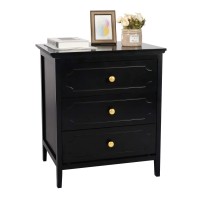 Bedroom End Table Nightstand With 3 Drawers 19 Inch Side Table For Bedroom Living Room Table Storage Wood Cabinetablack Finish (Black 19 Inch)