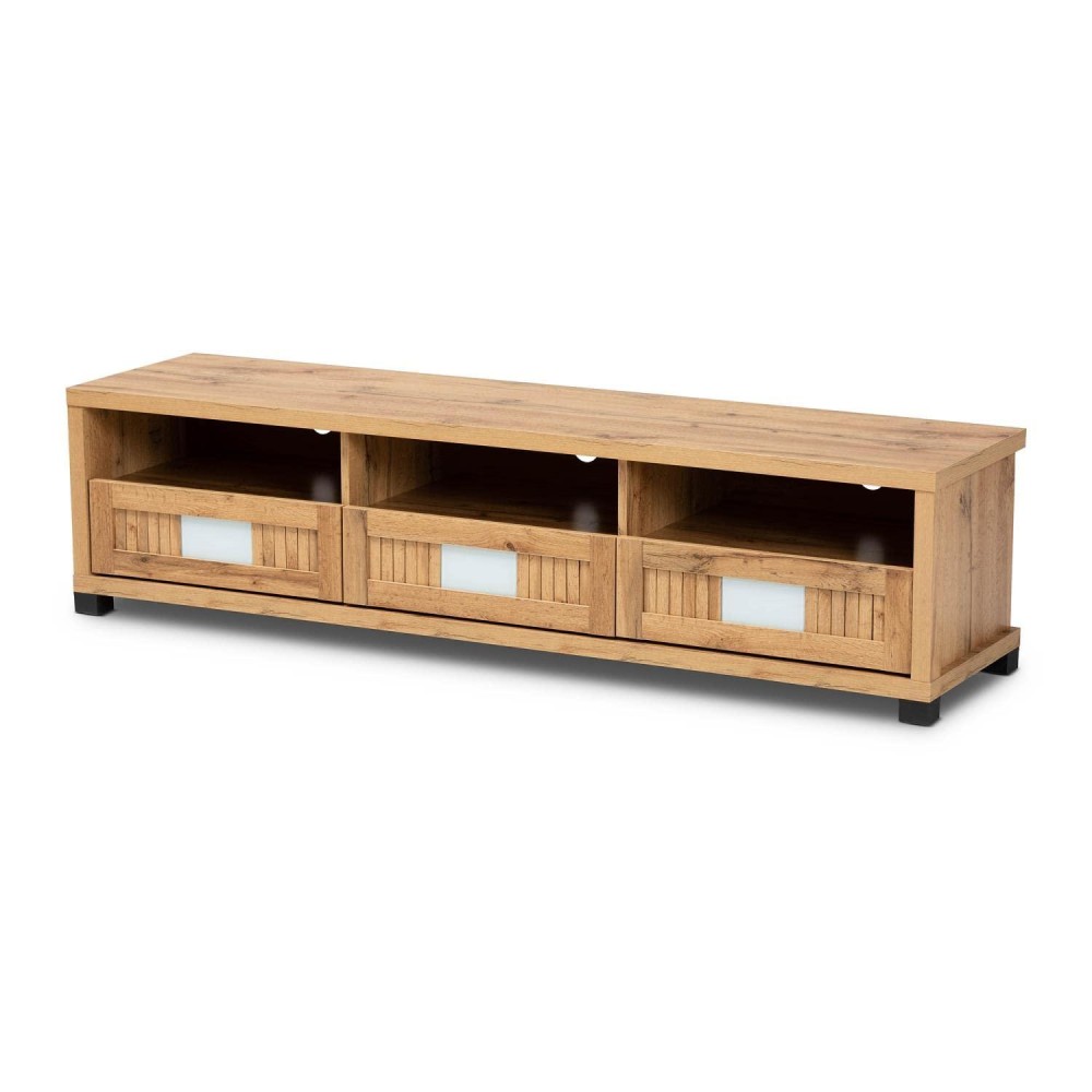 Baxton Studio Gerhardine Oak Brown Modern And Contemporary Finished Wood 3-Drawer Tv Stand