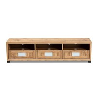 Baxton Studio Gerhardine Oak Brown Modern And Contemporary Finished Wood 3-Drawer Tv Stand