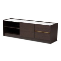 Wholesale Interiors Baxton Studio Walker Dark Brown And Gold Finished Wood Tv Stand