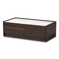 Baxton Studio Walker Dark Brown And Gold Finished Wood Coffee Table