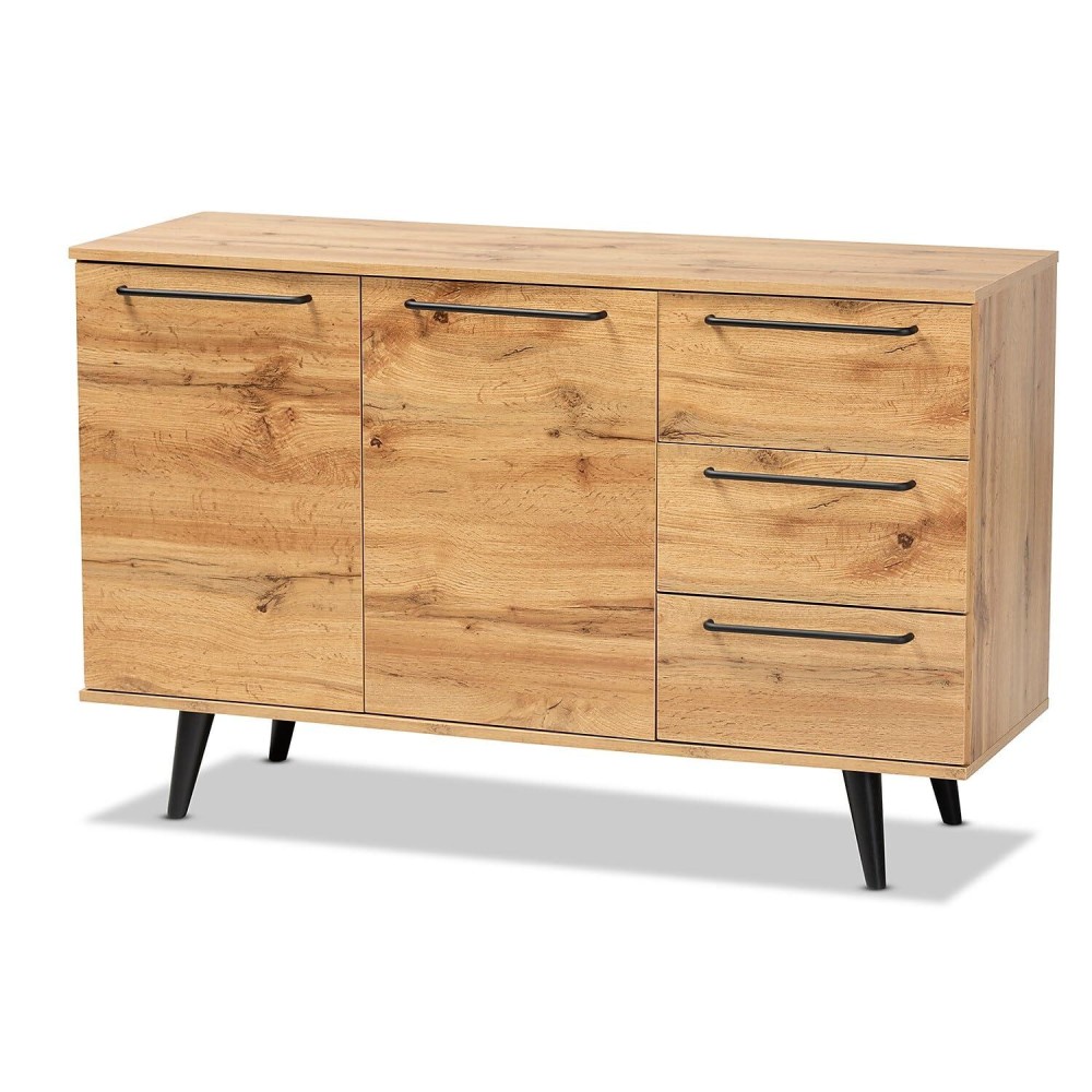 Baxton Studio Radley Oak Brown Finished Wood 3-Drawer Sideboard Buffet