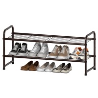 Sufauy Shoes Rack Shelf For Closet Metal Stackable Shoe Storage Organizer, Wire Grid, 2-Tier, Rustic Bronze