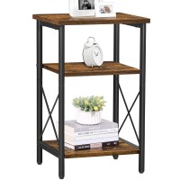 Tutotak End Table, Tall Side Table, End Table With Storage Shelves, 3-Tier Slim Table, Steel Frame, For Living Room, Study, Bedroom Tb01Bb018