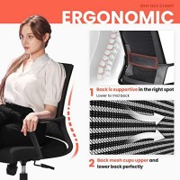 Neo Chair Office Chair Ergonomic Desk Chair Mid Back Mesh With Lumbar Support Comfortable Cushion Swivel Adjustable Height Armrest Gaming/Computer Chairs For Home Office Desk (Black)