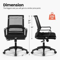 Neo Chair Office Chair Ergonomic Desk Chair Mid Back Mesh With Lumbar Support Comfortable Cushion Swivel Adjustable Height Armrest Gaming/Computer Chairs For Home Office Desk (Black)