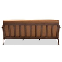 Baxton Studio Bianca Walnut Brown Finished Wood And Tan Faux Leather Effect Sofa