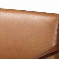 Baxton Studio Bianca Walnut Brown Finished Wood And Tan Faux Leather Effect Sofa