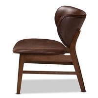 Baxton Studio Marcos Mid-Century Modern Dark Brown Faux Leather Effect And Walnut Brown Finished Wood Living Room Accent Chair