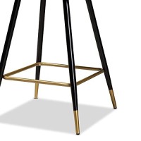 Baxton Studio Preston Modern Luxe And Glam Green Velvet Fabric Upholstered And Two-Tone Black And Gold Finished Metal 2-Piece Bar Stool Set
