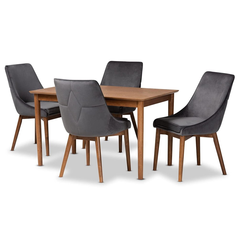Baxton Studio Gilmore Grey And Walnut Brown Finished Wood 5-Piece Dining Set