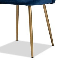 Baxton Studio Fantine Navy Blue And Gold Finished Metal 2-Piece Dining Chair Set