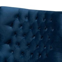 Baxton Studio Nelson Navy Blue Velvet Fabric And Gold Finished Metal Armchair