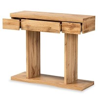 Baxton Studio Otis Modern And Contemporary Oak Brown Finished Wood 3-Drawer Console Table