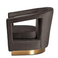 Baxton Studio Neville Modern Luxe And Glam Grey Velvet Fabric Upholstered And Gold Finished Metal Armchair