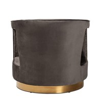 Baxton Studio Neville Modern Luxe And Glam Grey Velvet Fabric Upholstered And Gold Finished Metal Armchair