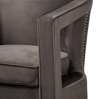 Baxton Studio Neville Modern Luxe And Glam Grey Velvet Fabric Upholstered And Gold Finished Metal Armchair