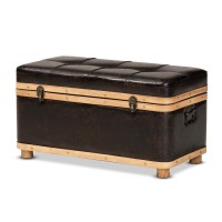 Baxton Studio Gendry Dark Brown And Oak Brown Finished Wood Storage Ottoman