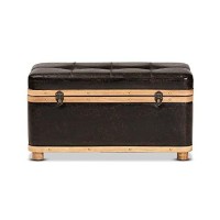 Baxton Studio Gendry Dark Brown And Oak Brown Finished Wood Storage Ottoman