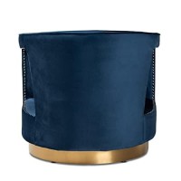 Baxton Studio Neville Modern Luxe And Glam Navy Blue Velvet Fabric Upholstered And Gold Finished Metal Armchair