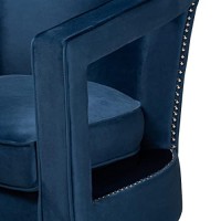 Baxton Studio Neville Modern Luxe And Glam Navy Blue Velvet Fabric Upholstered And Gold Finished Metal Armchair