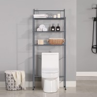 Mallboo Toilet Storage Rack, 3 -Tier Over-The-Toilet Bathroom Spacesaver - Easy To Assemble,9.64 D X 25.59 W X 64.56 H(Gray)