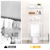 Mallboo Toilet Storage Rack, 3 -Tier Over-The-Toilet Bathroom Spacesaver - Easy To Assemble,9.5 D X 26.7 W X 64.4 H(White)